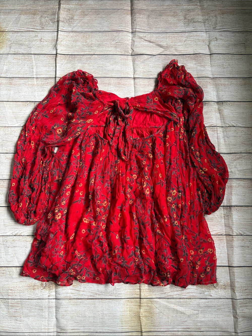 Letmebe Red Floral Long-Sleeve Mini Dress - Picture 3 of 8